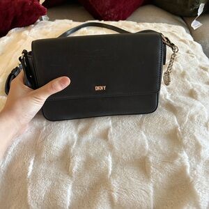 DKNY Black Crossbody Bag with Gold Accents